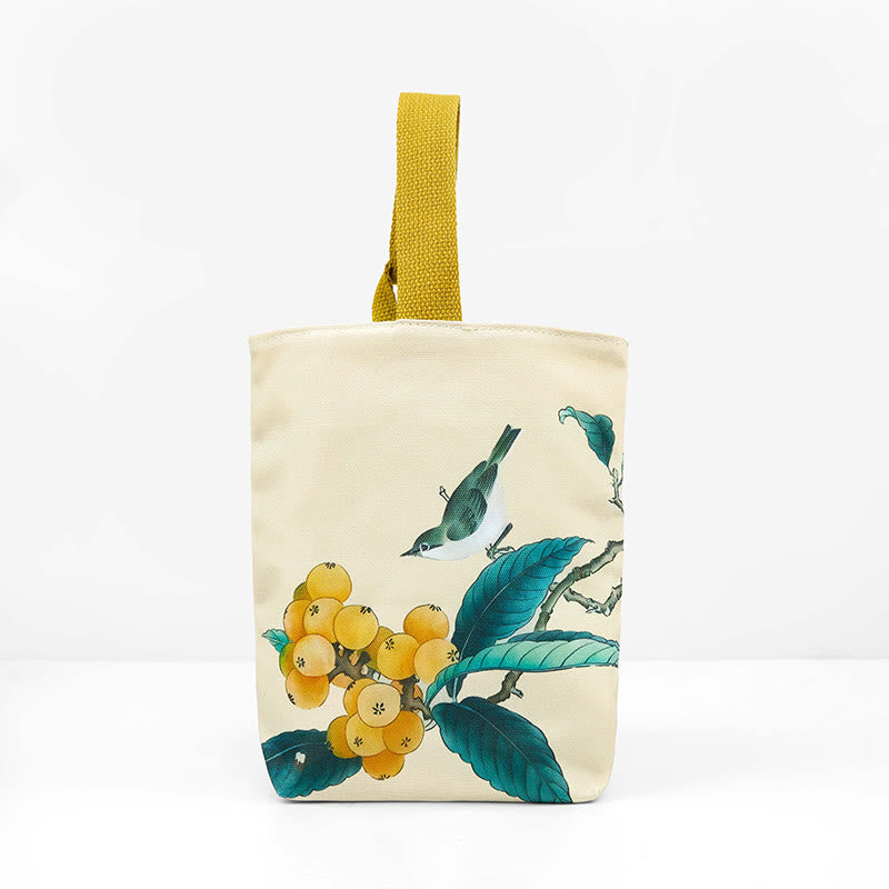 Buddha Stones Loquat Bird Canvas Handbag Handbags BS 3