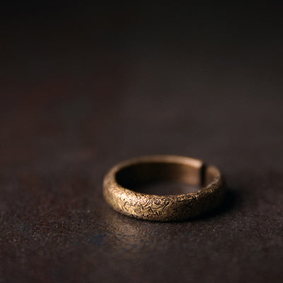 Buddha Stones Tibetan Vintage Texture Design Copper Luck Couple Ring Ring BS 7