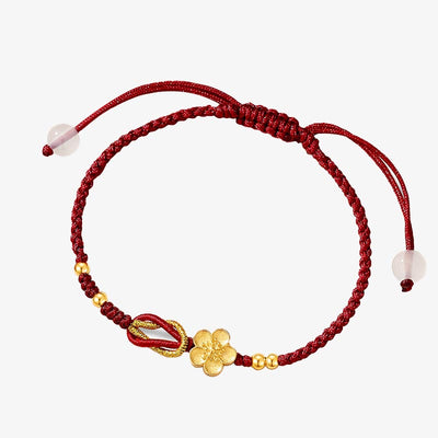 Buddha Stones Handmade 925 Sterling Silver Cherry Blossoms Sakura Chalcedony Luck Bracelet Bracelet BS 5