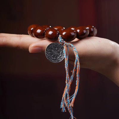 Buddha Stones Tibetan Natural Purple Gold Rat OM Chinese Zodiac Nine Palaces Eight Diagrams Charm Wealth Bracelet Bracelet BS 2