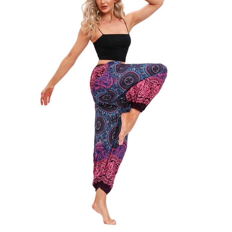 Buddha Stones Casual Loose Compass Pattern Harem Trousers Women's Yoga Pants Women's Harem Pants BS 4