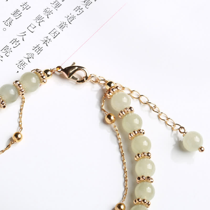 Buddha Stones 925 Sterling Silver Natural Hetian Jade Good Things Happen Peanut Charm Bracelet Bracelet BS 3