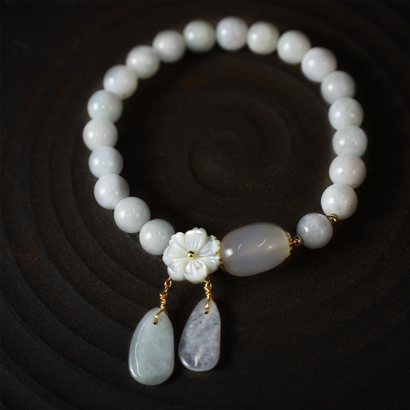 Buddha Stones "Hoping for Purity and Peace"Natural White Jade Bracelet Includes Gift Message Card - image 13