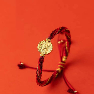 Buddha Stones Five Directions Gods of Wealth Handmade Reincarnation Knot Protection String Braid Bracelet Bracelet BS 5