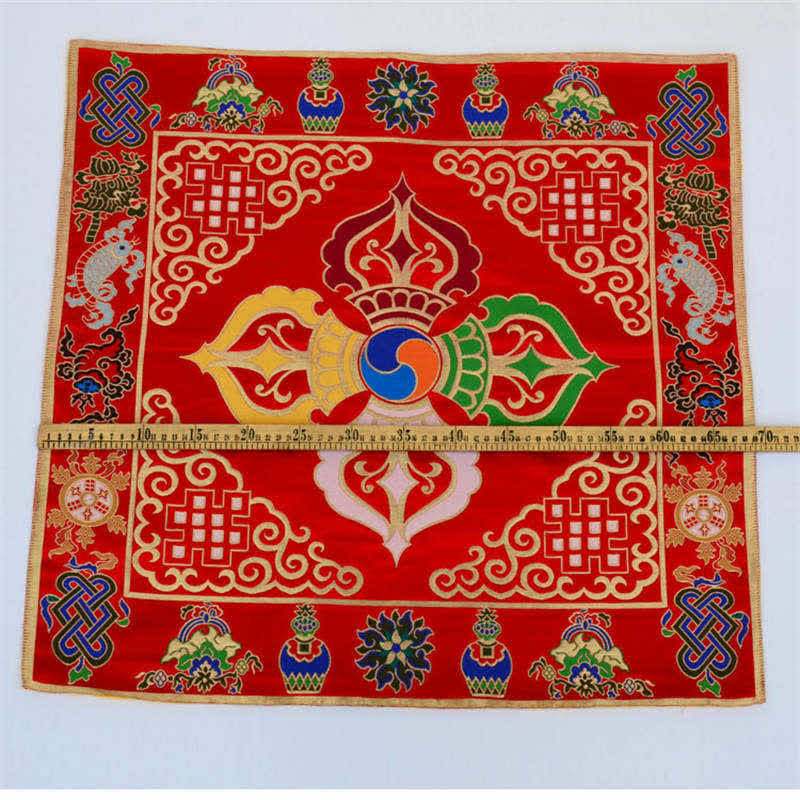 Buddha Stones Flower Endless Knot Prayer Altar Mat Healing Meditation 8 Auspicious Symbols Mat Table Runner Prayer Altar BS 28