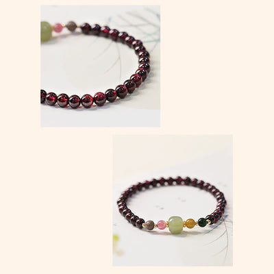 Buddha Stones Natural Garnet Hetian Jade Tourmaline Bead Passion Bracelet Bracelet BS 5