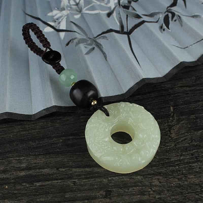 Buddha Stones PiXiu Jade Peace Buckle Abundance Wealth Key Chain Key Chain BS 5