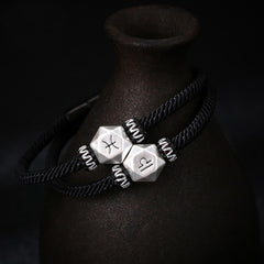 Buddha Stones 999 Sterling Silver 12 Constellations of the Zodiac Protection Handmade String Bracelet - image 0