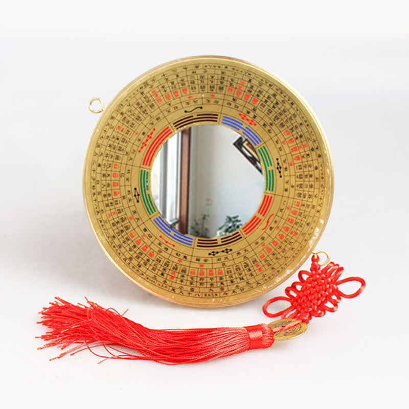 Buddha Stones Feng Shui Bagua Map Copper Coin Chinese Knotting Balance Energy Map Bagua Map BS 12cm Bagua Map Concave Mirror