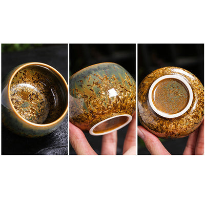 Buddha Stones Colorful Brown Ceramic Teacup Kung Fu Tea Cup Bowl Cup BS 5