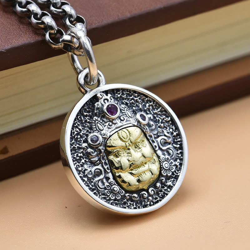 Foviel 925 Sterling Silber Zakiram Göttin des Reichtums Dorje Vajra spirituelle Halskette Anhänger