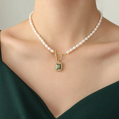 Buddha Stones Pearl Zircon Wealth Charm Necklace Pendant Necklaces & Pendants BS 13