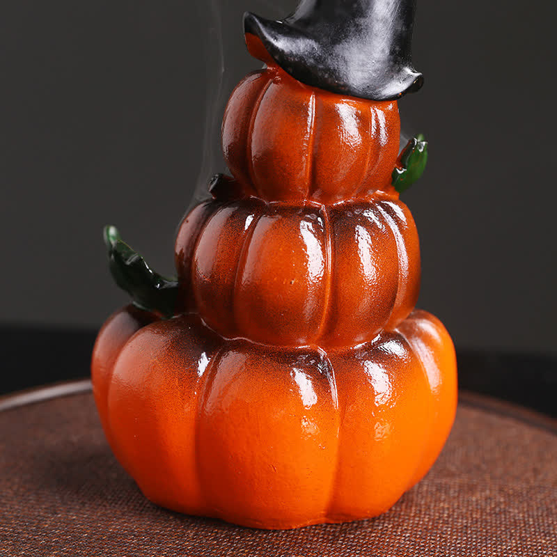 Buddha Stones Halloween Pumpkins Ghost Resin Backflow Smoke Fountain Incense Burner Decoration Incense Burner BS 4