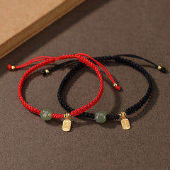 Buddha Stones 925 Sterling Silver Hetian Jade Blessing Wealth Red String Bracelet Bracelet BS main