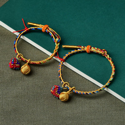 Buddha Stones Colorful Rope Luck Handmade Zongzi Golden Ball Charm Bracelet Bracelet BS 10