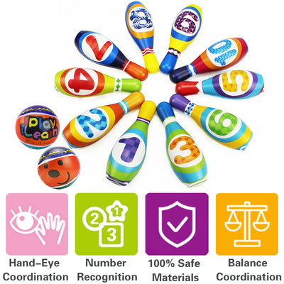 Fidtoy Soft Bowling Set for Toddlers with 10 Pins and 2 Balls