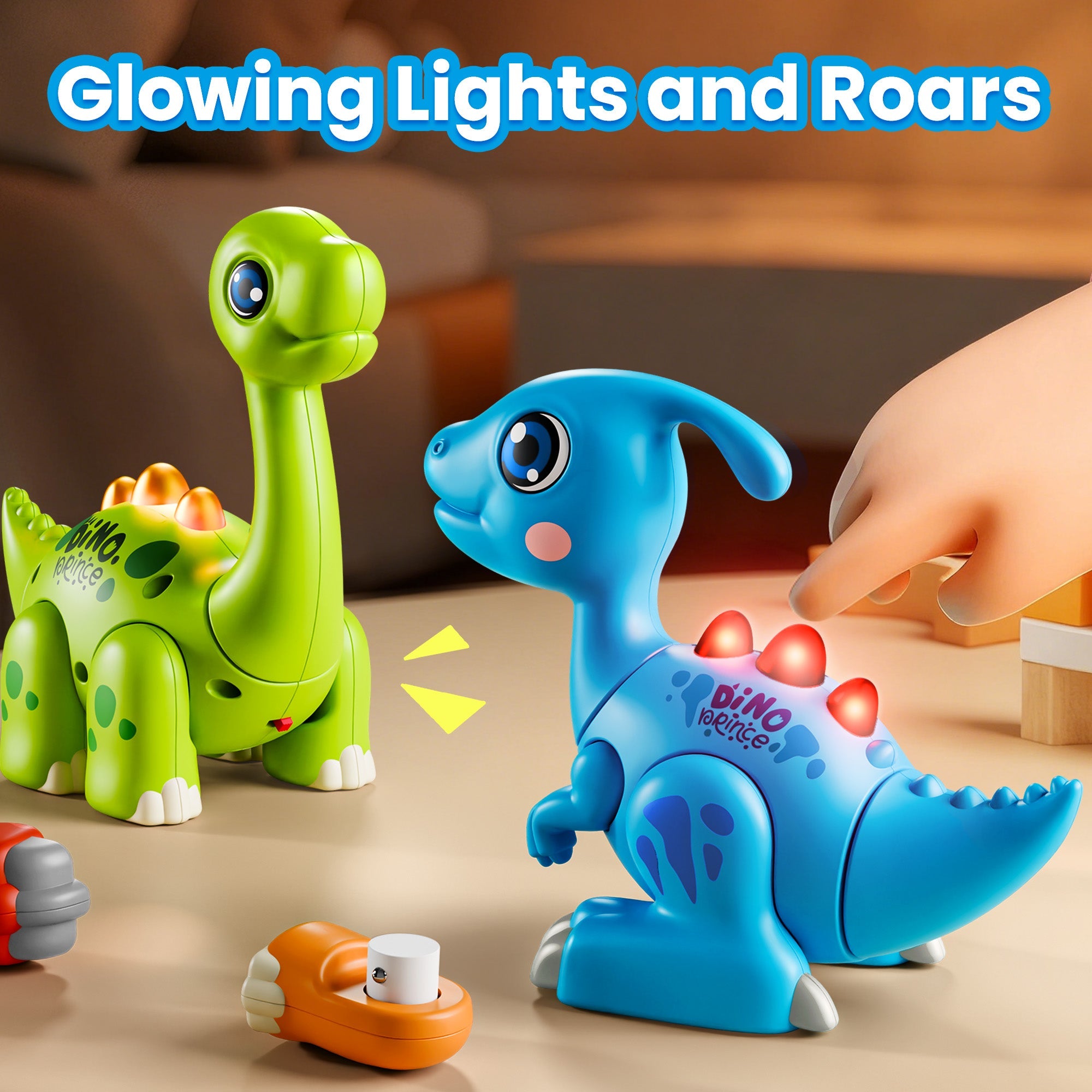 Fidtoy Dinosaur Assembly Toy Set with Lights and Sounds for Toddlers