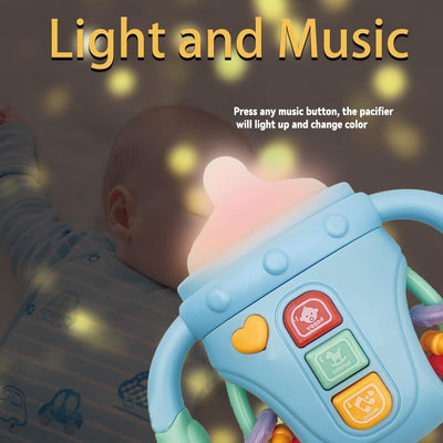 Fidtoy Comfort Bottle Baby Sensory Toy with Lights, Music and Teether | Soothing Learning Toy for Infants 6-24 Months