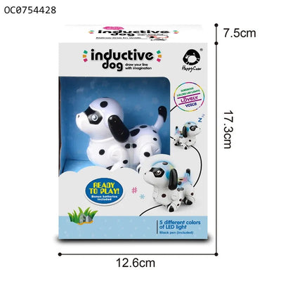 Fidtoy Inductive Dog Robot Follow the Line Toy with Color Changing Sounds and STEM Drawing Play
