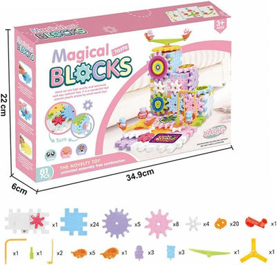 Fidtoy Magical Electronic Interlocking Gear Blocks 83 Pieces STEM Building Toy for Preschool Kids Age 2-6