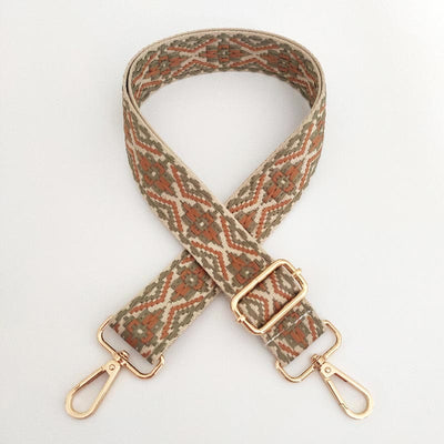 Buddha Stones Multicolor Embroidered Shoulder Bag Straps Bag Straps BS Beige Green Brown