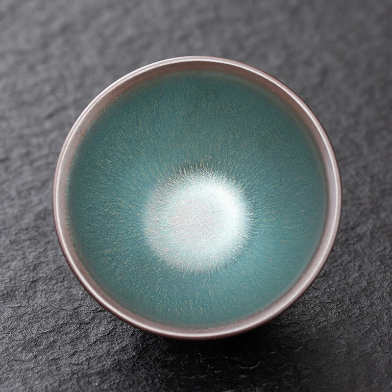 Buddha Stones Vintage Pink Colorful Chinese Jianzhan Kiln Change Ceramic Teacup Kung Fu Tea Cup Bowl Jian Zhan Tea Cup BS 8.7cm*5.7cm*110ml