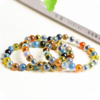 Buddha Stones Natural Colorful Candy Agate Harmony Strength Bead Bracelet Bracelet BS 13