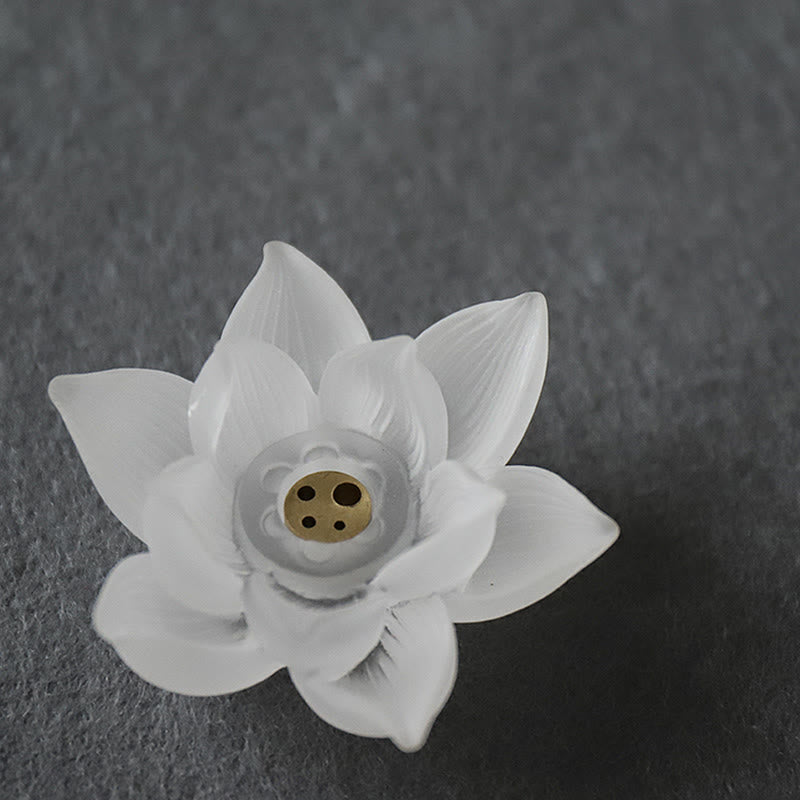 Buddha Stones Mini Lotus Liuli Crystal Healing Meditation Stick Incense Burner Decorations BS 17