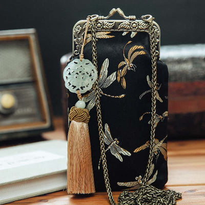 Buddha Stones Small Dragonfly Metal Chain Crossbody Bag Shoulder Bag Cellphone Bag Crossbody Bag BS 9