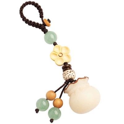 Buddha Stones Natural Bodhi Seed Money Bag Flower Blessing Prosperity Keychain Key Chain BS 7