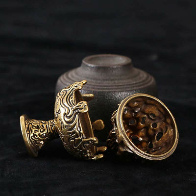 Buddha Stones Tibetan Mini Mountain Pattern Meditation Copper Alloy Incense Burner Incense Burner BS 13