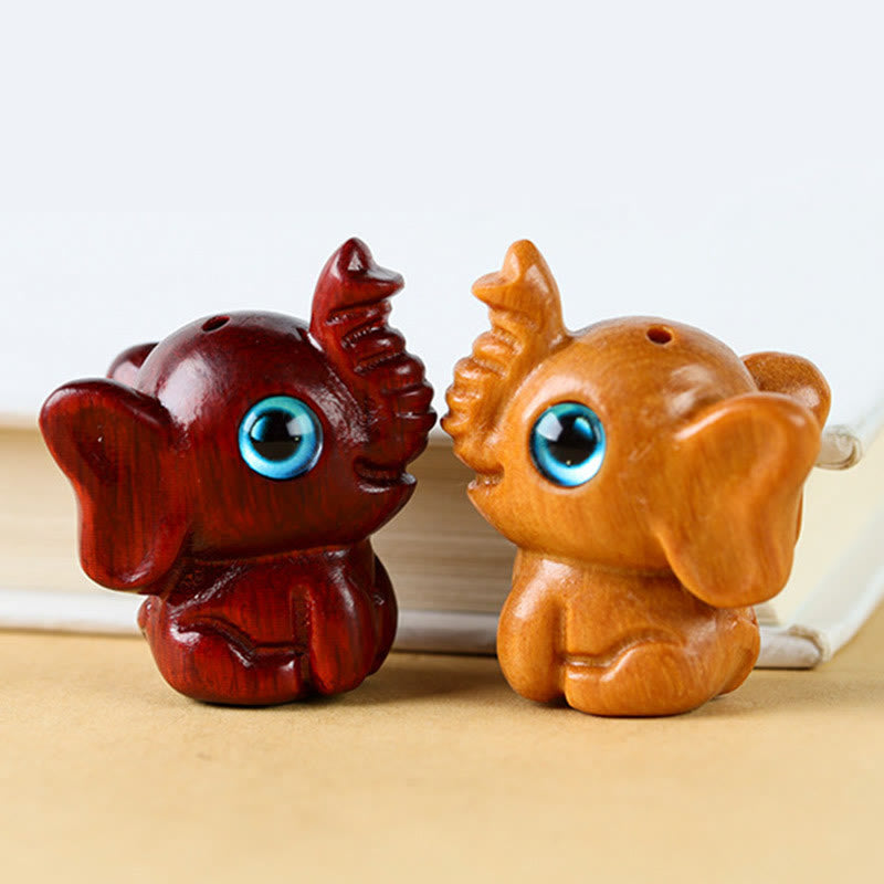 Foviel Sandalwood Small Leaf Red Sandalwood Green Sandalwood Lucky Mini Elephant Carved Protection Decoration