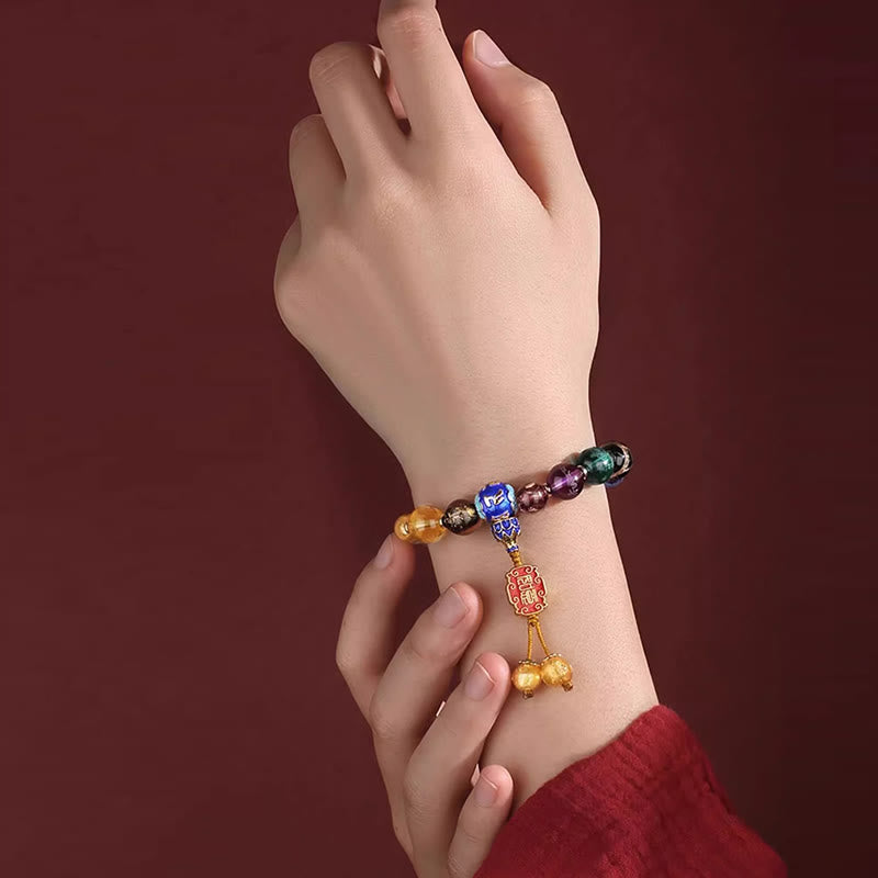 Buddha Stones Tibetan Colorful Incense Ash Liuli Glass Bead Om Mani Padme Hum Dorje Vajra 18 Beads Wrist Mala Wrist Mala BS 7