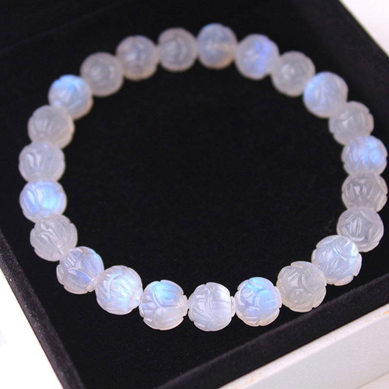 Buddha Stones Natural Moonstone Lotus Love Bracelet Bracelet BS 7