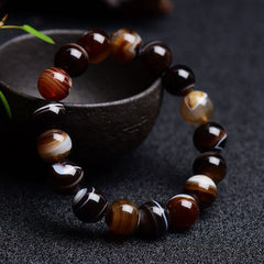 Buddha Stones Tibetan Sardonyx Happiness Positive Bracelet Bracelet BS 14mm