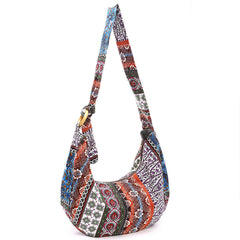 Buddha Stones Cotton Stripes Print Crossbody Bag Shoulder Bag Crossbody Bag&Shoulder Bag BS Orange White Stripes 44*10*25cm