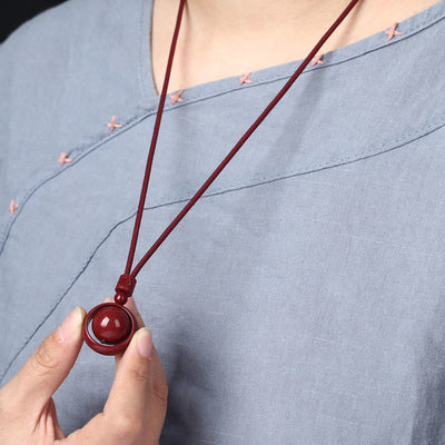 Buddha Stones Cinnabar Om Mani Padme Hum PiXiu Blessing Lucky Bead Necklace Pendant Necklaces & Pendants BS 11