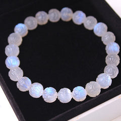 Buddha Stones Natural Moonstone Lotus Love Bracelet Bracelet BS 9mm