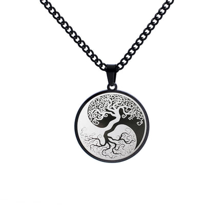 Buddha Stones The Tree of Life Titanium Steel Connection Necklace Pendant Necklaces & Pendants BS Black