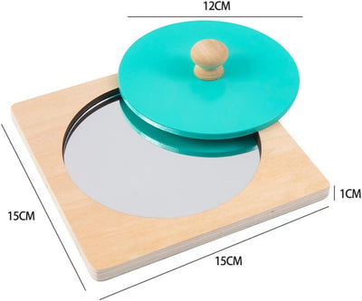 Fidtoy Baby Mirror Toy for Tummy Time Montessori Wooden Mirror Puzzle for Infants Toddlers Sensory Development Early Learning Fine Motor Toy Gift