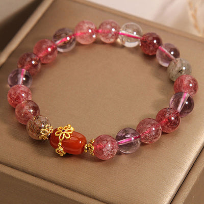 Buddha Stones Natural Super Seven Crystal Red Agate Positivity Bracelet Bracelet BS 3