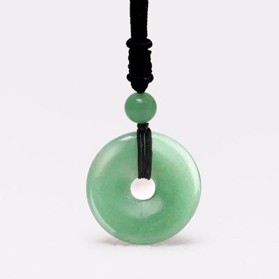 Buddha Stones Lucky Coin Pendant Healing Crystal Gemstone Necklace Necklaces & Pendants BS Green Aventurine