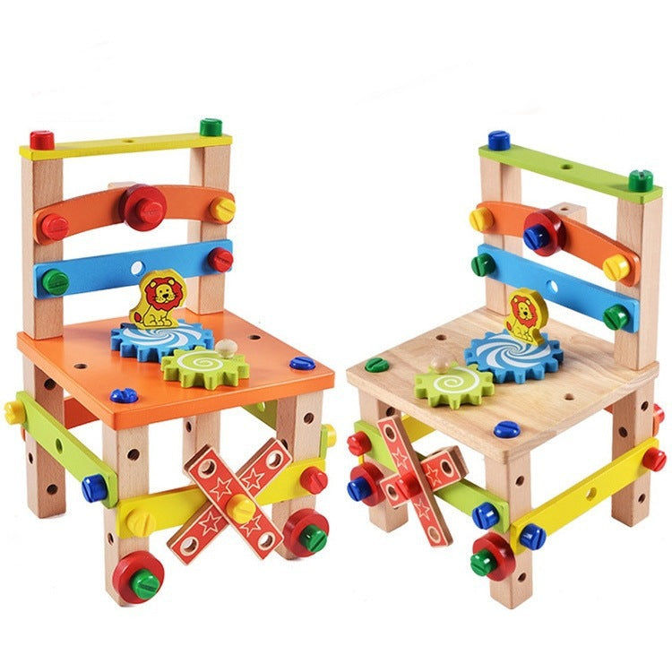 Fidtoy Juego de construcción de silla de madera Juguete de construcción Montessori