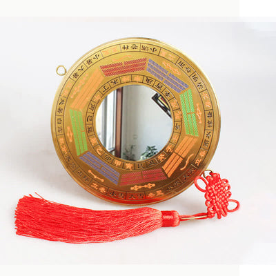 Buddha Stones Feng Shui Bagua Map Copper Coin Chinese Knotting Balance Energy Map Bagua Map BS 16cm Four Seasons Bagua Map Concave Mirror