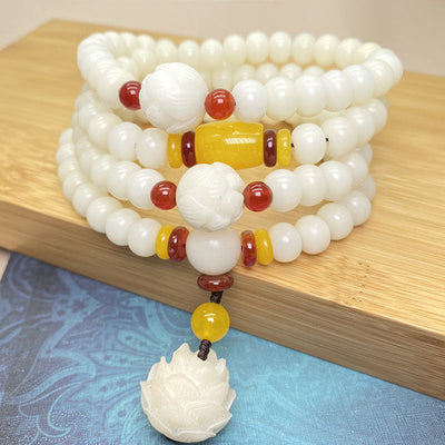 Bracelet de protection Mala Foviel en graines de lotus Bodhi, 108 perles