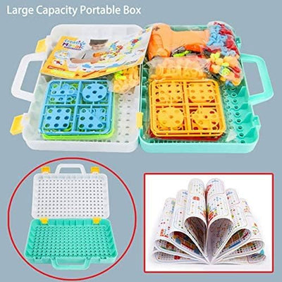 Fidtoy Coffret de jeu créatif de mosaïque à visser avec perceuse électrique pour enfants, 252 pièces, jouet de construction STEM avec perceuse électrique et vis colorées, 4-8 ans