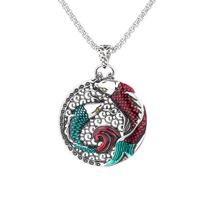 Buddha Stones Tibetan Copper Koi Fish Healing Necklace Necklaces & Pendants BS 7