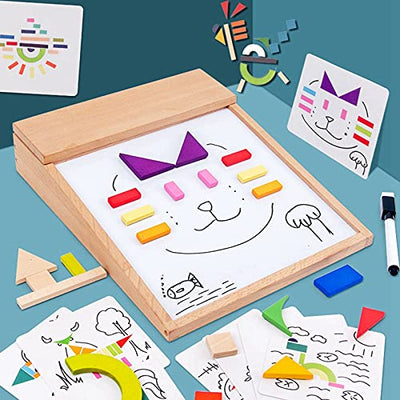 Tableau magnétique multifonctionnel en bois avec puzzle de dessin - 659