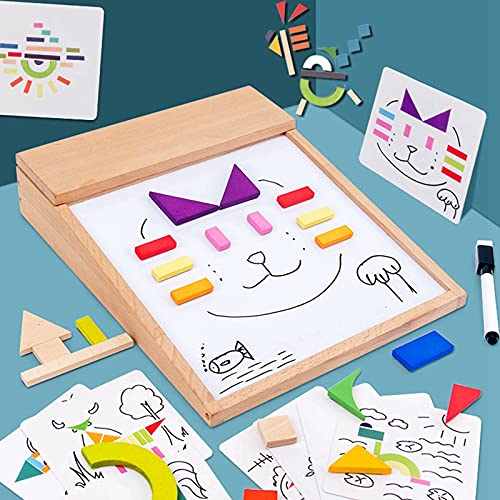 Tableau magnétique multifonctionnel en bois avec puzzle de dessin - 659