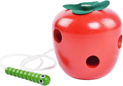 Alasum Educational String for Children Children Apple Shaped Toy Practical Caterpillar Play Tool Threader Eat Game Wooden Apple Shape Early